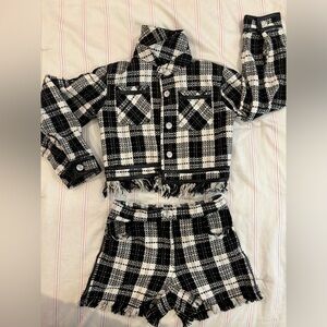 NWT! 
Ooh La La Couture! girls size 8 black and white plaid tweed shorts set!